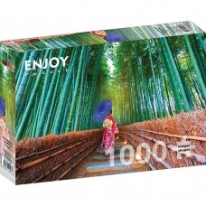Azijos moteris bambukų miške 1000 vnt.
