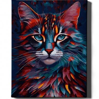 Multi-colored cat 40*50 cm