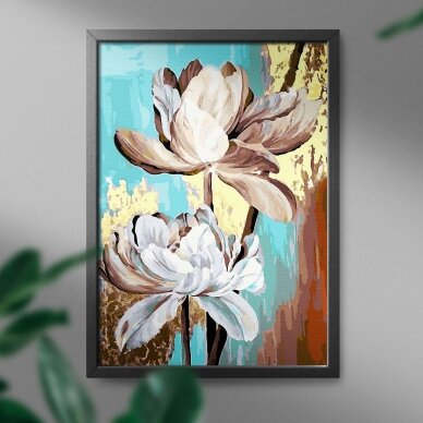 White flowers 40*50 cm  (Golden paint) 2
