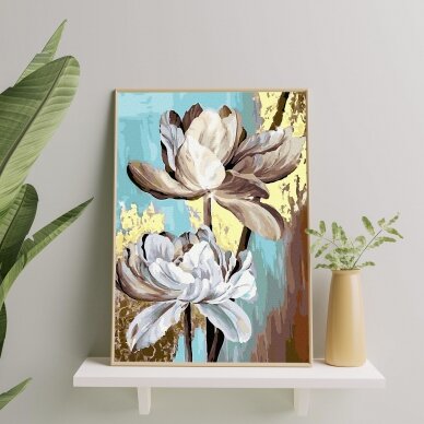 White flowers 40*50 cm  (Golden paint) 1