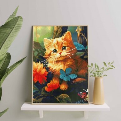 Котенок в лесу 40*50 cm (круглые алмазы) 2