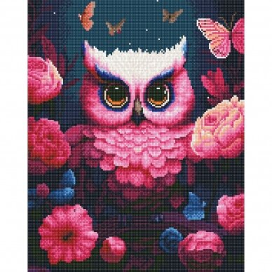 Pink owl 40*50 cm (round diamonds)