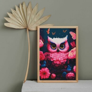 Pink owl 40*50 cm (round diamonds) 2