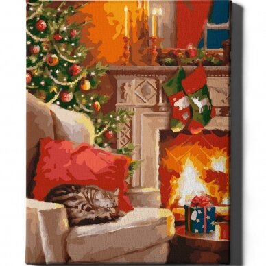 A kitten by the chimney 40*50 cm