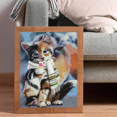 Kitten in a scarf 40*50 cm (square diamonds) 2