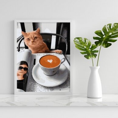 Cat with cappuccino 40*50 cm 1