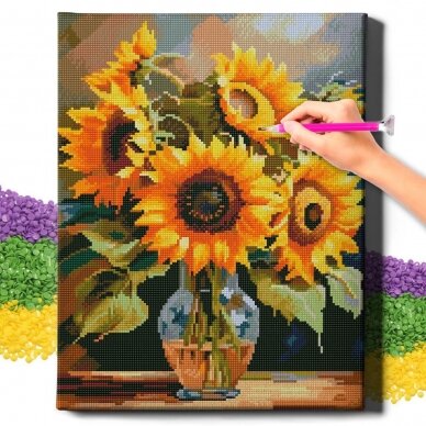 Sunflowers in a vase 40*50 cm (round diamonds)   3