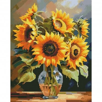 Sunflowers in a vase 40*50 cm (round diamonds)