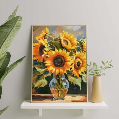 Sunflowers in a vase 40*50 cm (round diamonds)   1