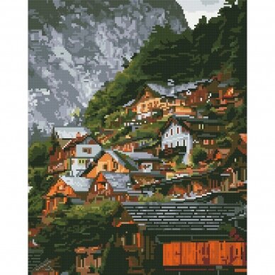 A town in the mountains 40*50 cm (round diamonds)