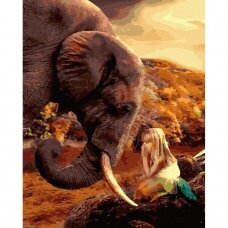 Mergaitė su drambliu 40*50 cm