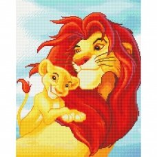 Mufasa su Simba  40*50 cm (apvalus deimančiukai)