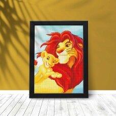 Mufasa su Simba  40*50 cm (apvalus deimančiukai)