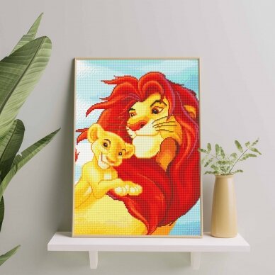 Mufasa su Simba  40*50 cm (apvalus deimančiukai)      2