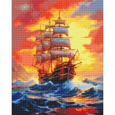 Корабль в море 40*50 cm (квадратные алмазы)