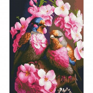 Pink birds 40*50 cm (round diamonds)