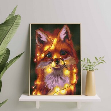 Fox with lights 40*50 cm (round diamonds)   2