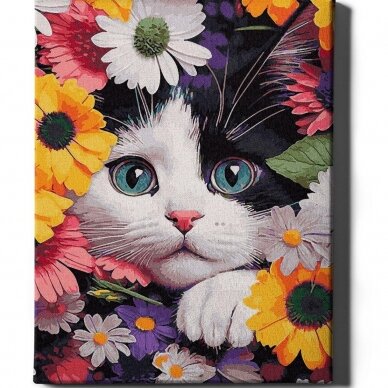 Kitten in flowers 40*50 cm