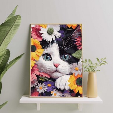 Kitten in flowers 40*50 cm 1