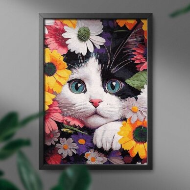 Kitten in flowers 40*50 cm 2