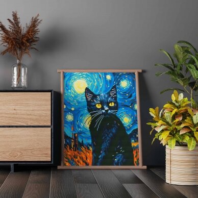 Night cat 40*50 cm (round diamonds) 1