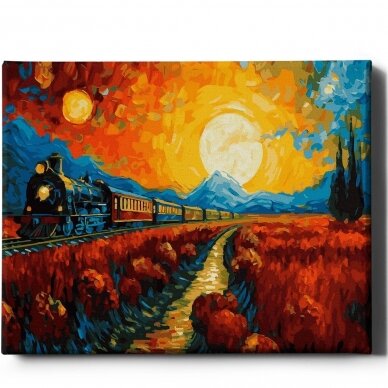 Train at sunset 40*50 cm