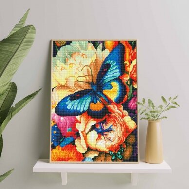 Butterfly on flowers 40*50 cm (round diamonds) 1