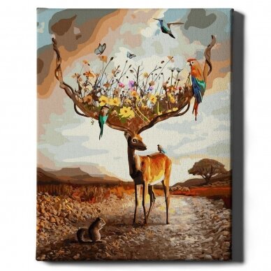 Deer and flowers 40*50 cm